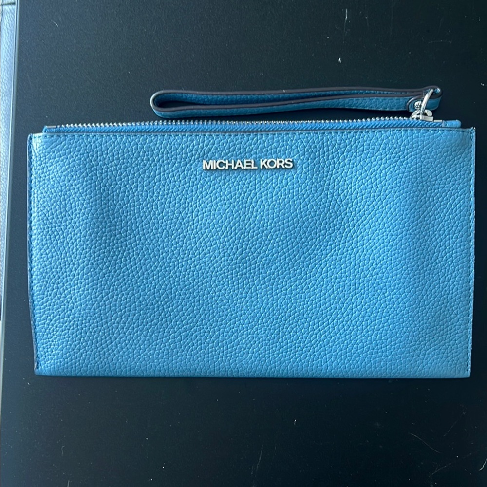 Michael Kors Sky Blue Leather Wristlet